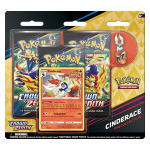 Pokemon Crown Zenith: Cinderace Pin Collection 3-Pack Blister Englisch